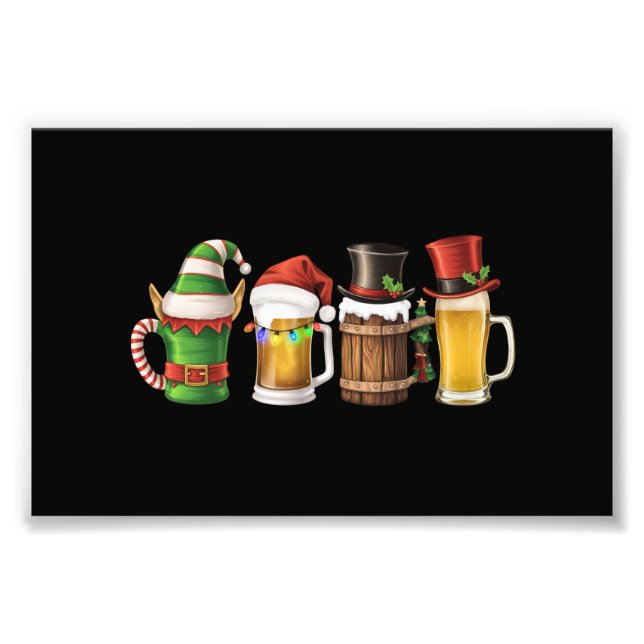 Merry Christmas Beers Drinking Santa Beer Lover  Photo Print (Front)