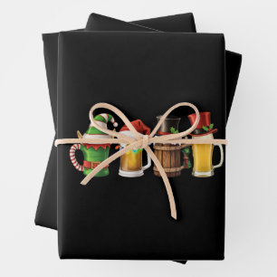 Merry Christmas Beers Drinking Santa Beer Lover Wrapping Paper Sheet
