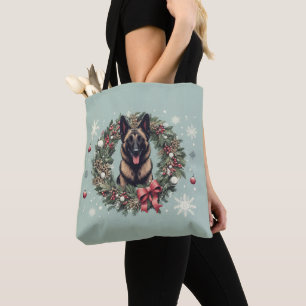 Merry Christmas Belgian Malinois Dog Xmas Tote Bag