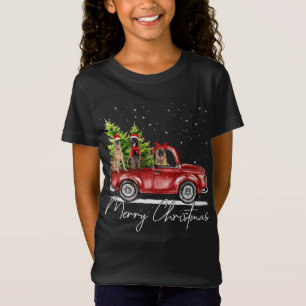 Merry Christmas Belgian Malinois Santa Red Truck X T-Shirt