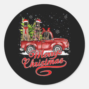 Merry Christmas Belgian Malinois Santa Reindeer Re Classic Round Sticker