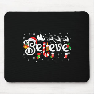 Merry Christmas Believe In Santa Claus Family Paja Mouse Mat