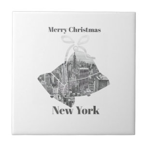 Merry Christmas Bell New York Tile