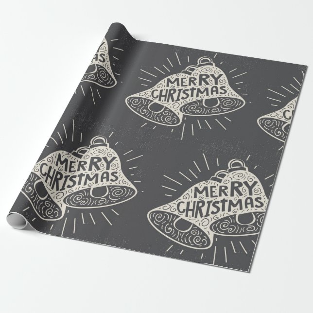 Merry Christmas Bells Chalkboard look  Wrapping Paper (Unrolled)