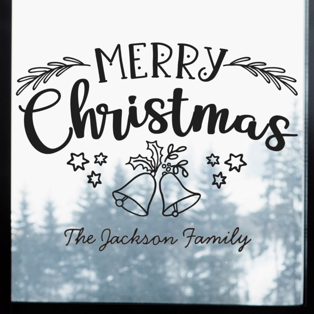 Merry Christmas bells mistletoe stars family name Window Cling (Creator Uploaded)