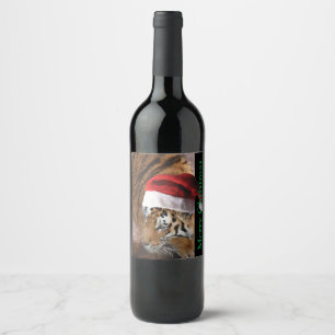 Merry Christmas Bengal Tiger Wine Label