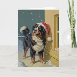 Merry Christmas Bernese Mountain Dog  in Santa  Card