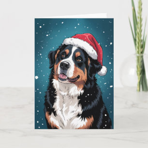 Merry Christmas Bernese Mountain Dog  in Santa  Card