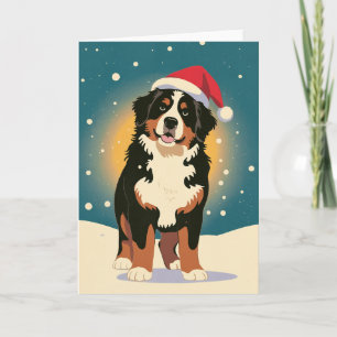 Merry Christmas Bernese Mountain Dog  in Santa  Card