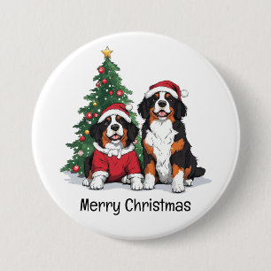 Merry Christmas Bernese Mountain Dogs 7.5 Cm Round Badge
