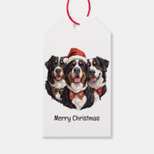 Merry Christmas Bernese Mountain Dogs Gift Tags
