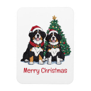 Merry Christmas Bernese Mountain Dogs Magnet