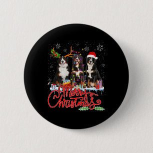 Merry Christmas Bernese Mountain Santa Reindeer Li 6 Cm Round Badge