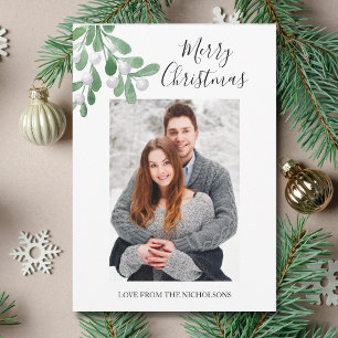 Merry Christmas Berries Photo Holiday Card
