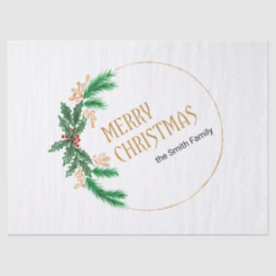 Merry Christmas Berries Wreath Tissue Paper