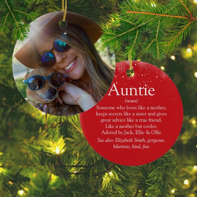 Merry Christmas Best Aunt Auntie Definition Photo Ceramic Tree Decoration (Merry Christmas Best Aunt Auntie Definition Photo Ceramic Ornament)