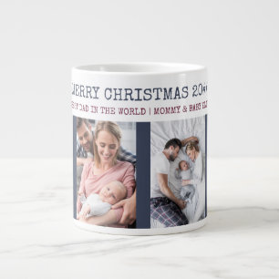 Merry Christmas Best Dad in the World 4 Photo Large Coffee Mug