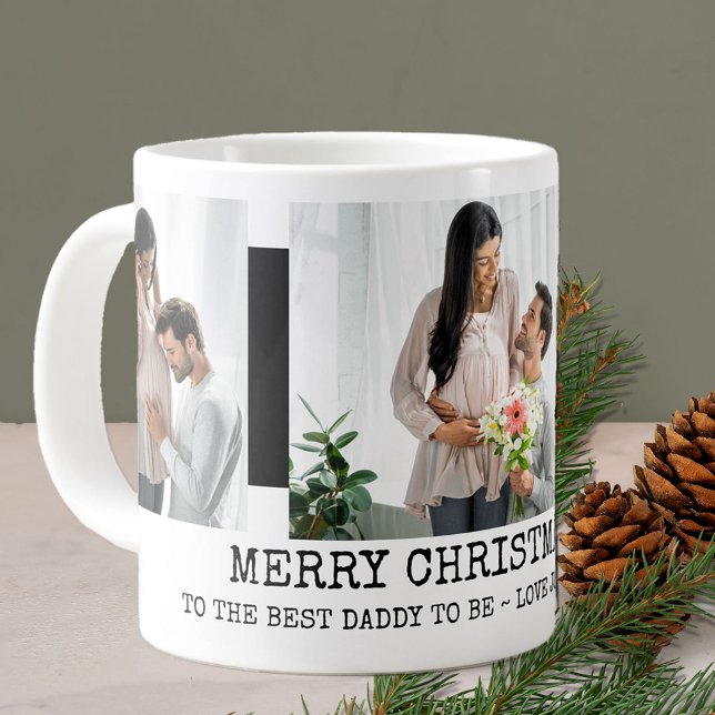 Merry Christmas Best Daddy to Be 3 Photo Black Large Coffee Mug (Creator Uploaded)