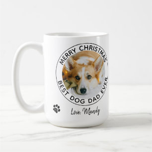 Merry Christmas Best Dog Dad Ever Pet Photo Coffee Mug