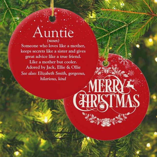 Merry Christmas Best Ever Aunt Auntie Definition Ceramic Tree Decoration (Merry Christmas Best Ever Aunt Auntie Definition Ceramic Ornament)