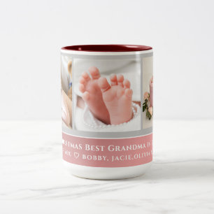 Merry Christmas Best Grandma in the World 3 Photo  Two-Tone Coffee Mug