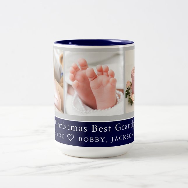 Merry Christmas Best Grandpa Custom Coffee Mug (Center)