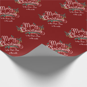 MERRY CHRISTMAS BEST MOM PERSONALIZED WRAPPING PAPER