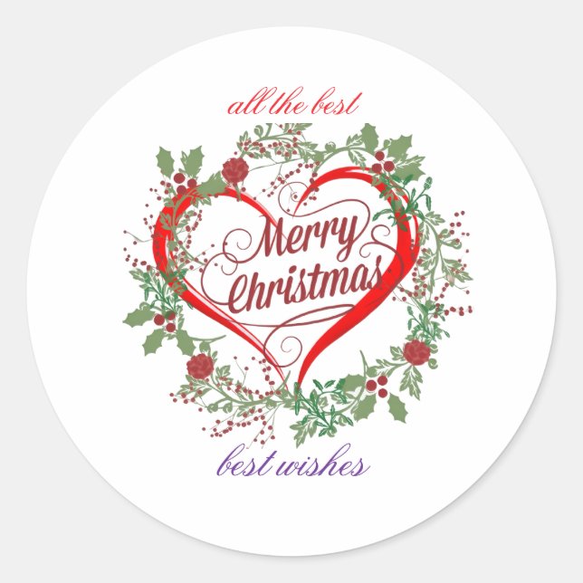 Merry christmas best  wishes classic round sticker (Front)
