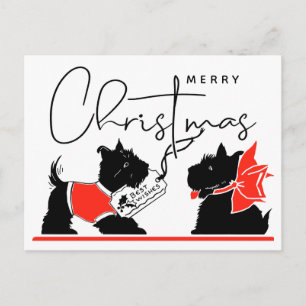 MERRY CHRISTMAS   Best Wishes Scottie Dogs Postcard