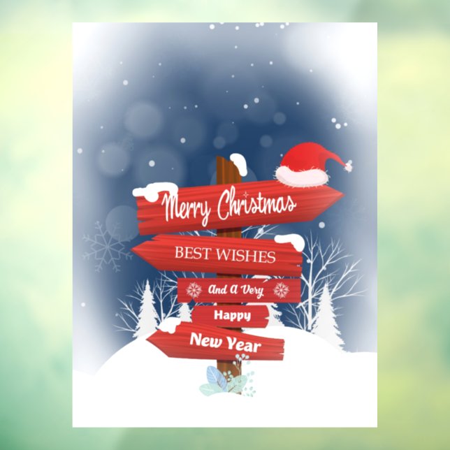 Merry Christmas Best Wishes Window Cling (Sheet 3)