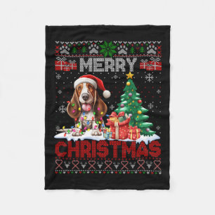 Merry Christmas Bet Hound Dog Lovers Ugly Xmas Swe Fleece Blanket