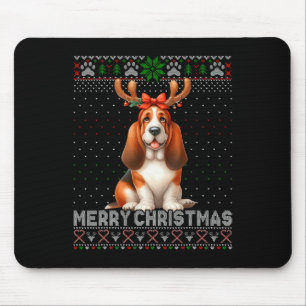 Merry Christmas Bet Hound Dog Lovers Ugly Xmas Swe Mouse Mat