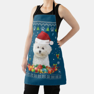 Merry Christmas Bichons Frise Dog Ugly Sweater Apron
