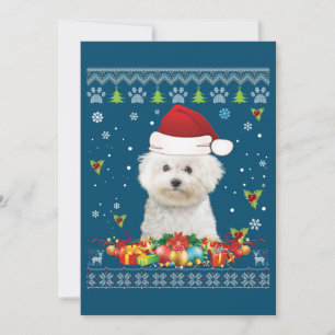 Merry Christmas Bichons Frise Dog Ugly Sweater Invitation