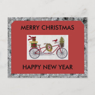 MERRY CHRISTMAS BICYCLE POSTCARD