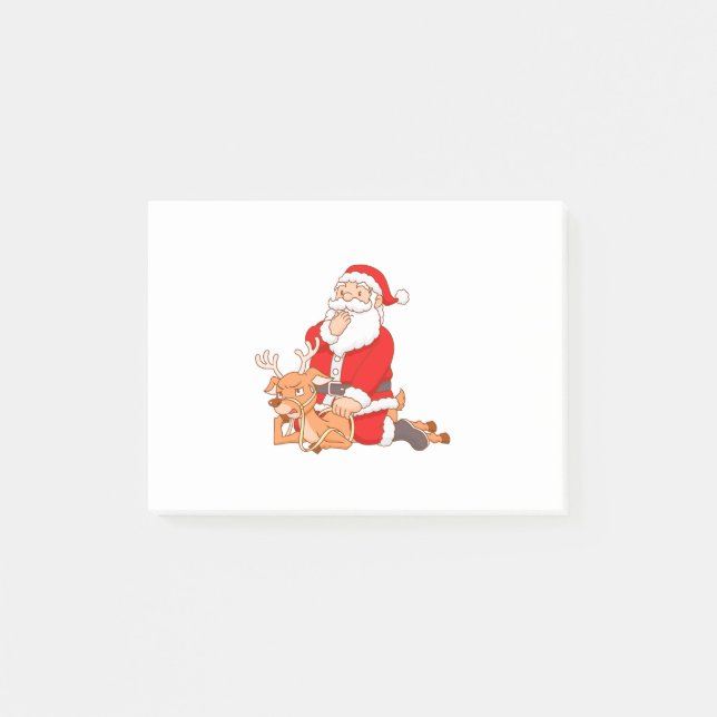 Merry Christmas big santa claus and reindeer Post-it Notes (Front)