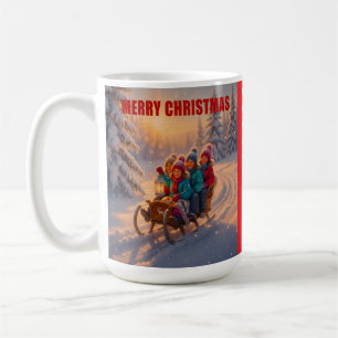 MERRY CHRISTMAS BIG SNOWMAN WINTER SCENE COFFEE MUG