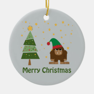 Merry Christmas Bigfoot Ceramic Tree Decoration