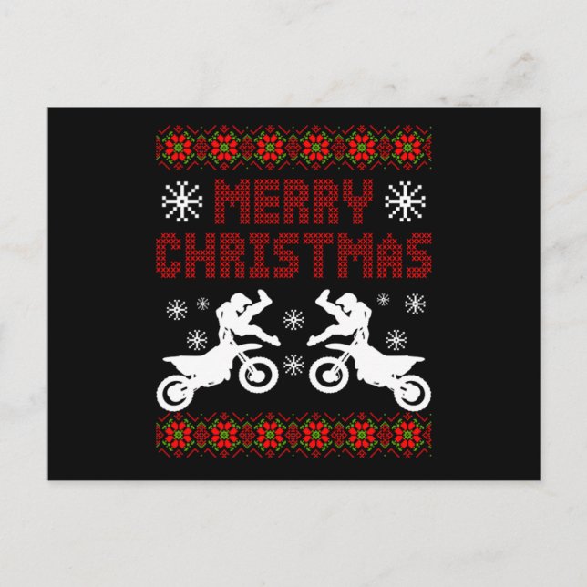 Merry Christmas Biker Motocross Motorcycle Gift Postcard (Front)