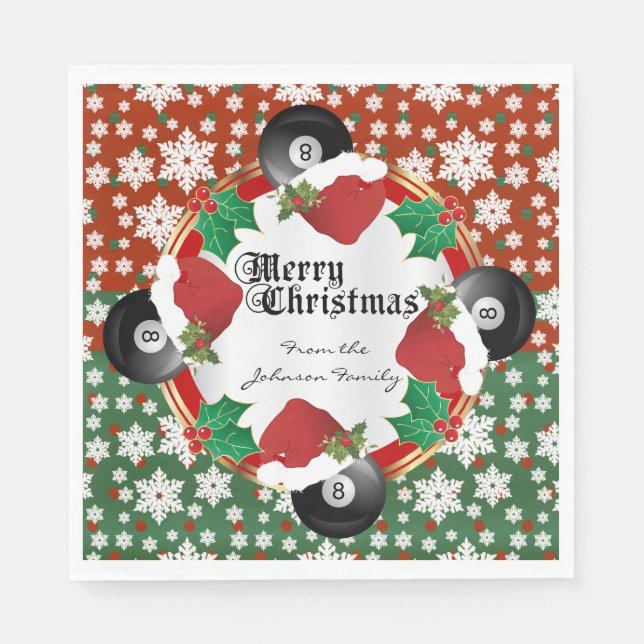Merry Christmas Billiards Lovers Napkin (Front)