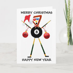 Merry Christmas Billiards Player Holiday Card