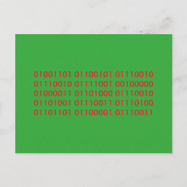merry christmas binary code holiday postcard | Zazzle