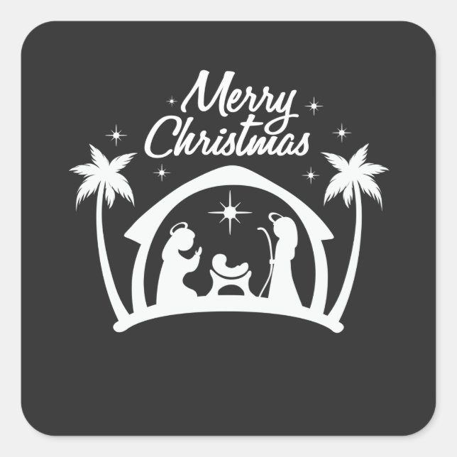 Merry Christmas Birth of Jesus Christ Square Sticker (Front)
