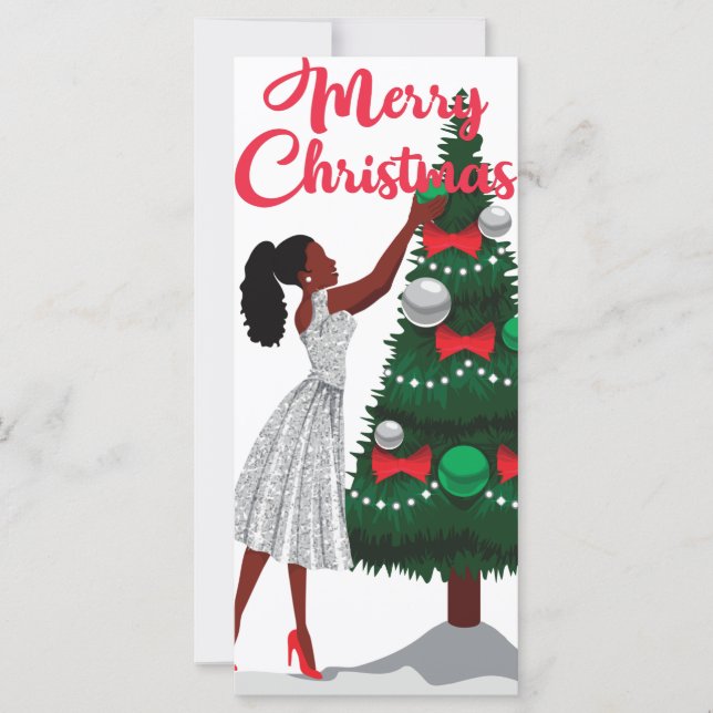 Merry Christmas Black African American Woman Card (Front)