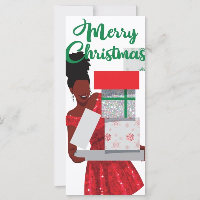 Merry Christmas Black African American Woman Card (Front)