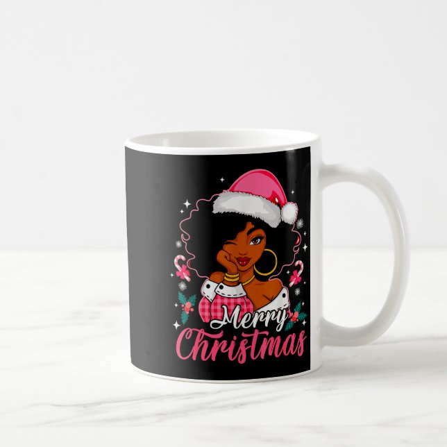 Merry Christmas Black Afro African American Girl S Coffee Mug (Right)