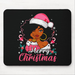 Merry Christmas Black Afro African American Girl S Mouse Mat