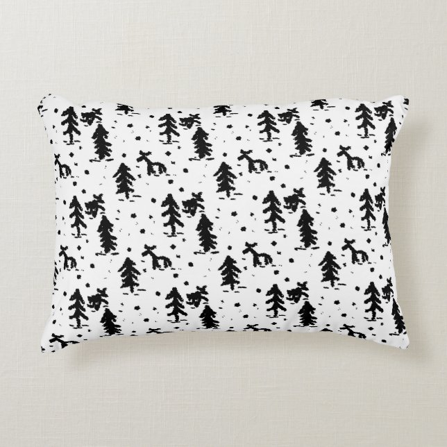 Merry Christmas! Black and white Decorative Cushion (Front)