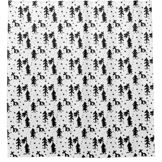 Merry Christmas! Black and white Shower Curtain (Front)