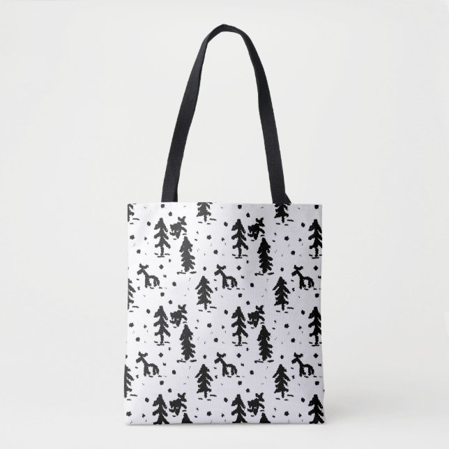 Merry Christmas! Black and white Tote Bag (Front)